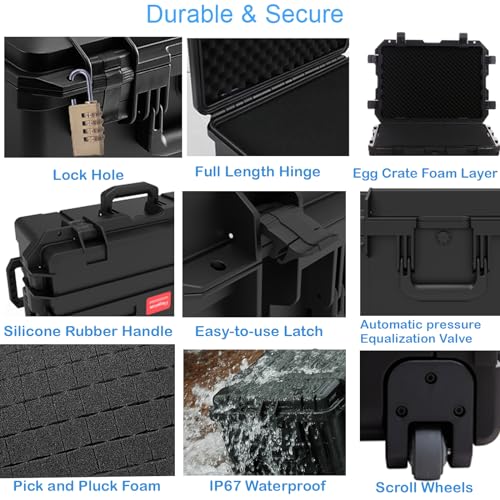 27 Inch Waterproof Hard Case with Wheels Customizable Foam C9426