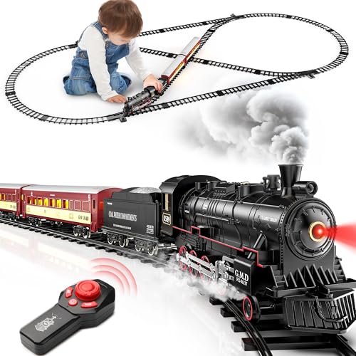 Train Set with Steam Locomotive, Light Up Cars and Tracks Y916