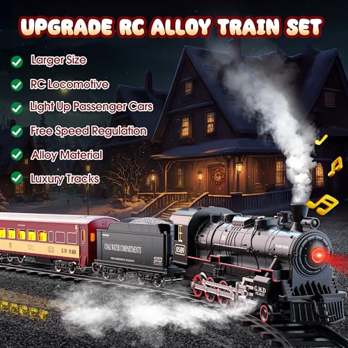 Train Set with Steam Locomotive, Light Up Cars and Tracks Y916