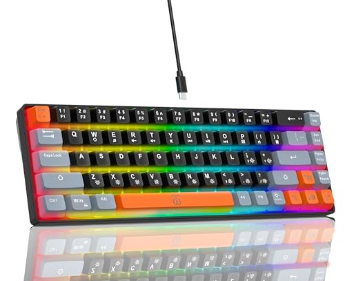 Compact RGB Backlit Gaming Keyboard (68 Keys, White&Grey&Orange) C718648