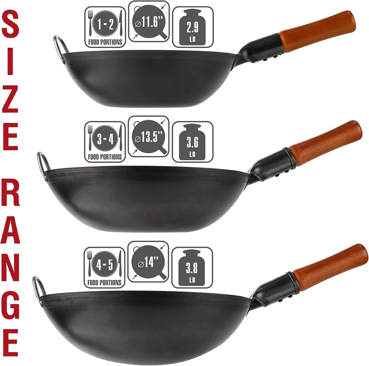 14" Carbon Steel Wok Pan E331