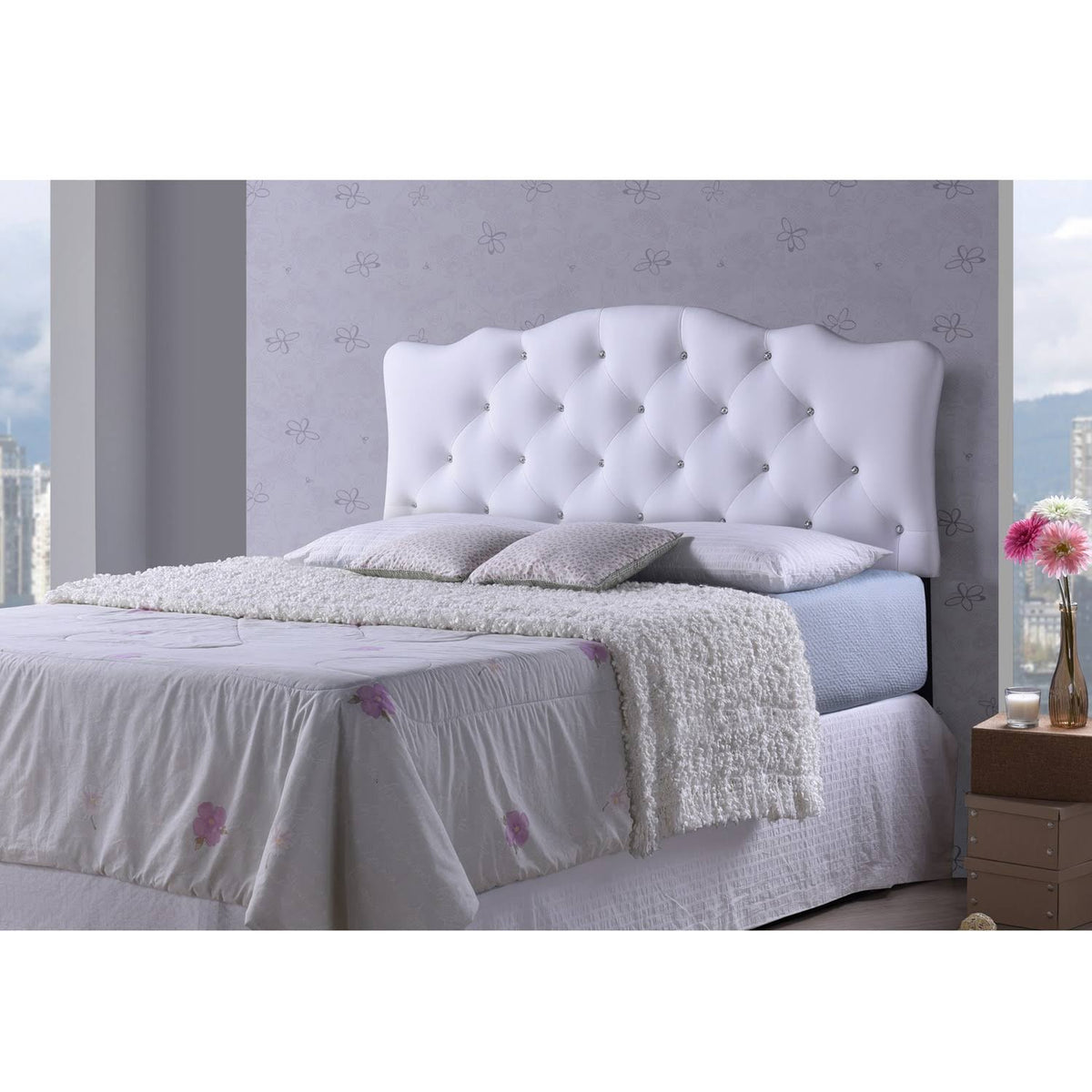Full Size Grey Fabric Upholstered Headboard E66548