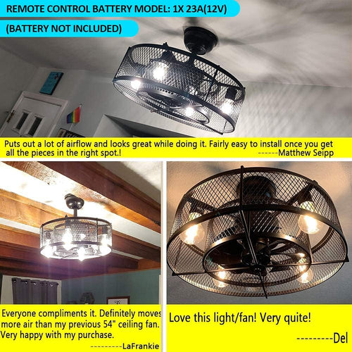 20In Caged Ceiling Fan with Light, Black R439556