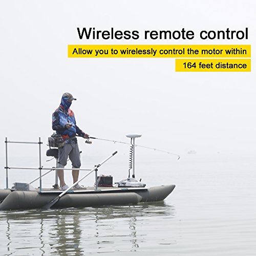 White 12V 55LBS 48inch Bow Mount Trolling Motor with Remote Control N9476