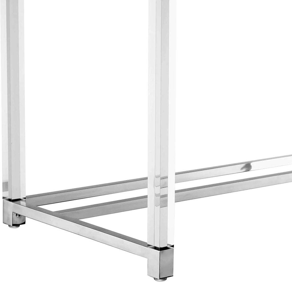 High Gloss 2 Drawers Writing Desk with Acrylic Legs and Chrome Stainless Steel Base White/Chrome V293