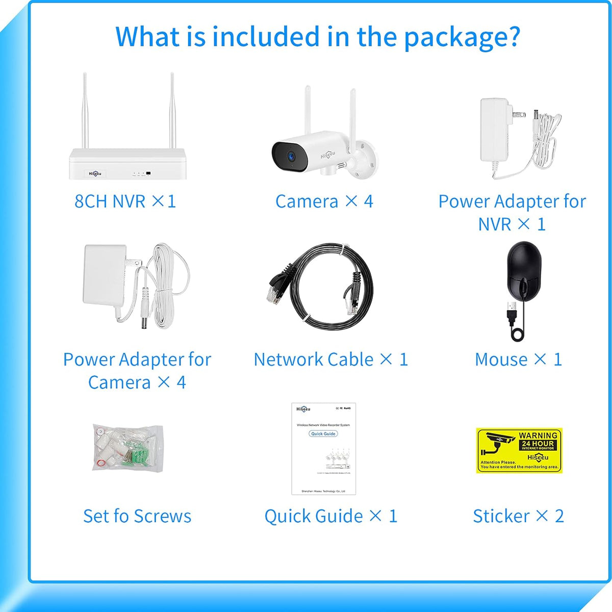 3MP Wireless Security Camera System with 8CH NVR and 1TB Hard Drive S2862