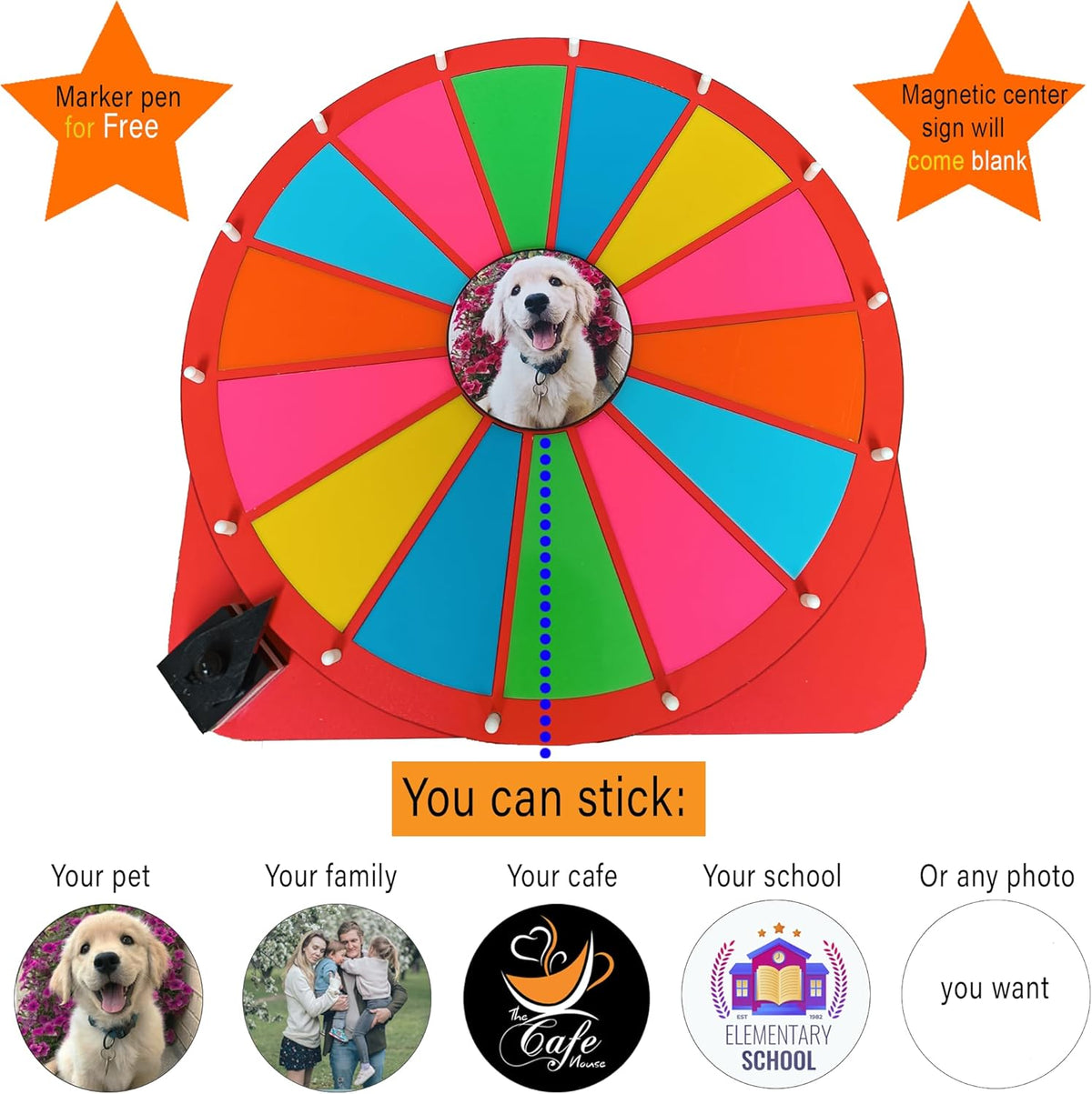 18 Slots Color Tabletop Spinning Prize Wheel D64758