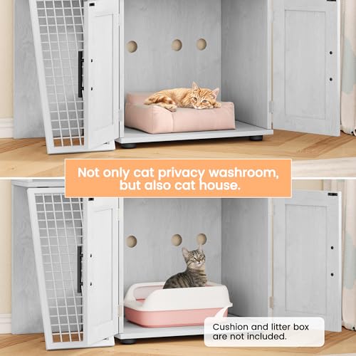Cat Litter Box Enclosure with Platform, Double Layer, 33.5" L x 17.9" W x 41.9" H, Wax Wood A764644