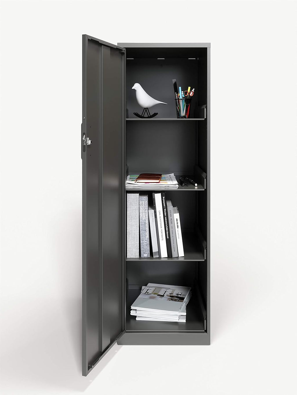 Charcoal 4 Shelf Personal Cabinet N7214