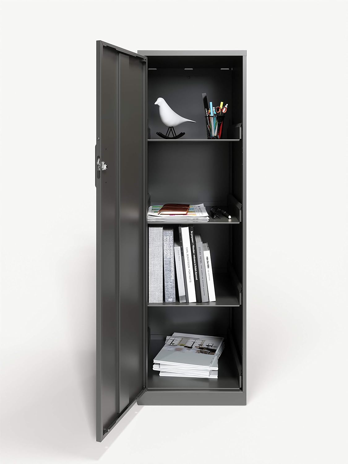 Charcoal 4 Shelf Personal Cabinet N7214