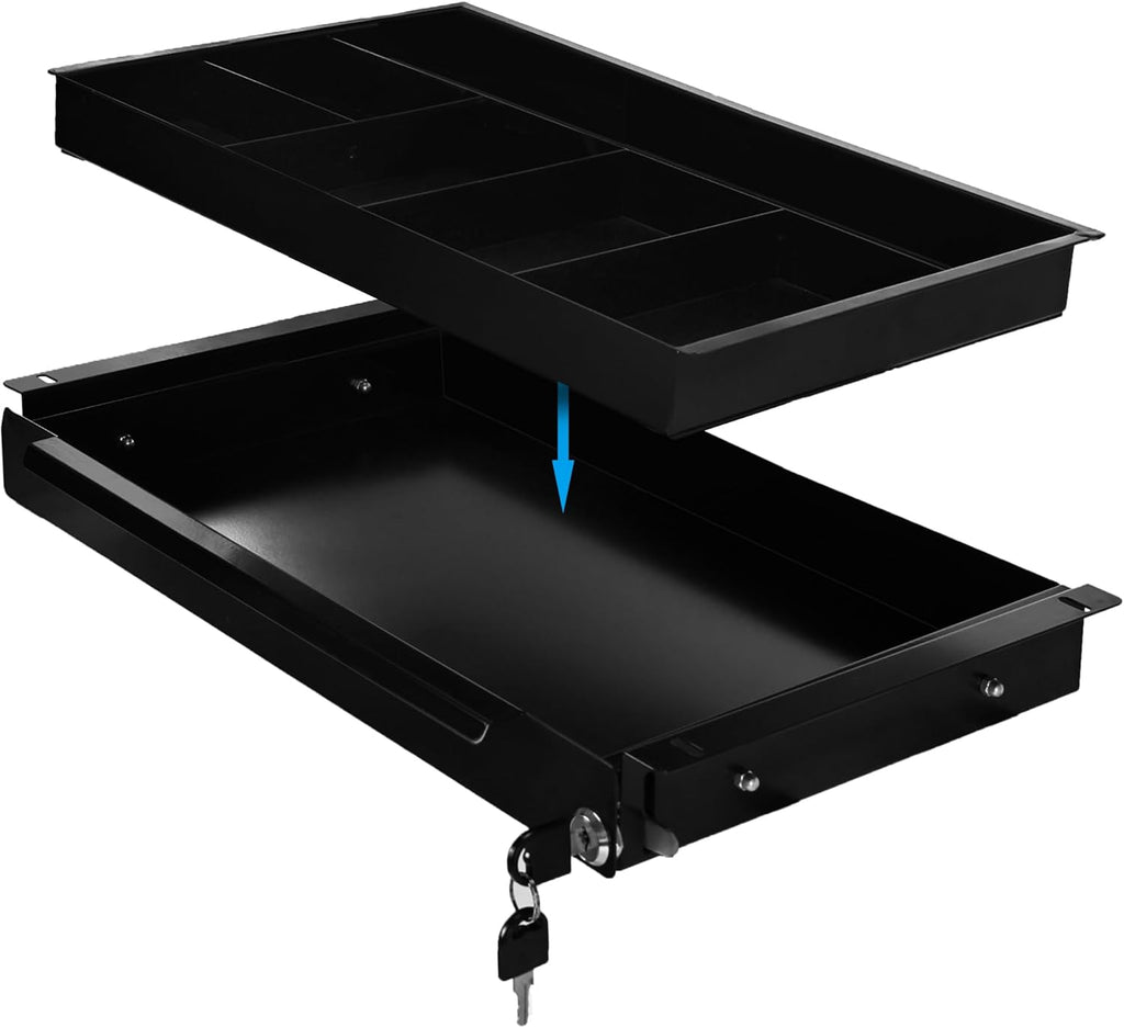 18.8 inch Under Desk Pull-Out Drawer with Lock Sliding Metal Pencil Drawer S46242
