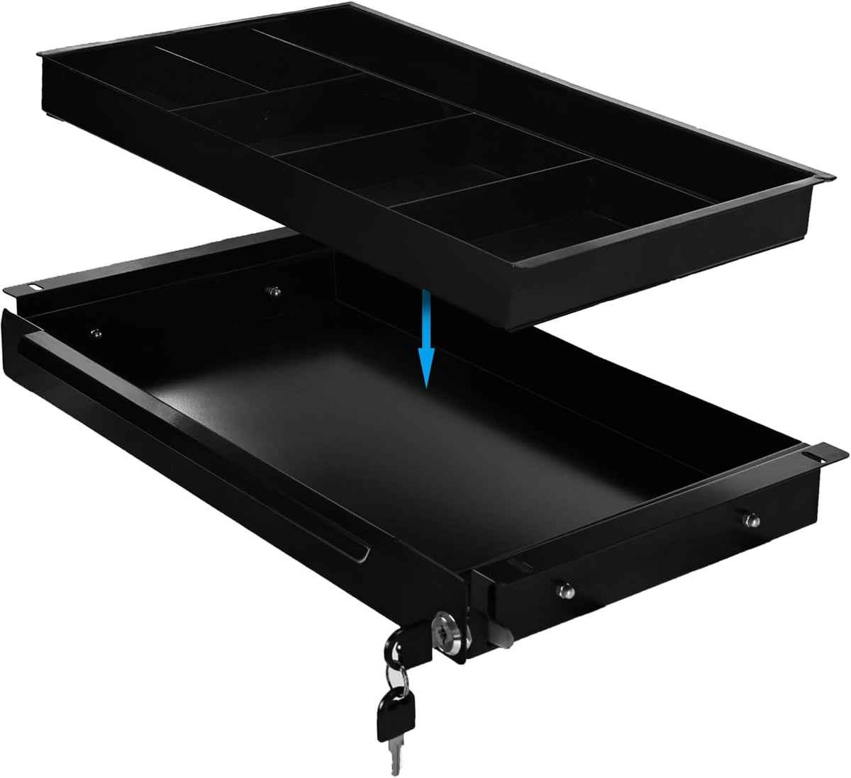 18.8 inch Under Desk Pull-Out Drawer with Lock Sliding Metal Pencil Drawer S46242