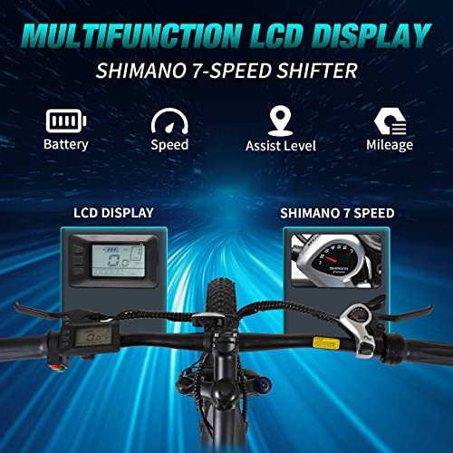 750W 48V 14AH Removable Battery 26" Fat Tire Electric Bike Q141