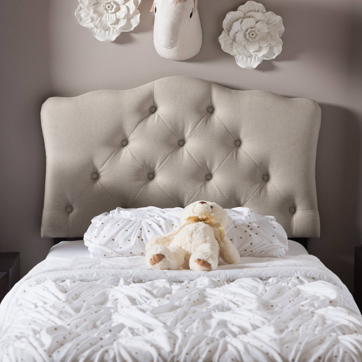 Full Size Grey Fabric Upholstered Headboard E66548