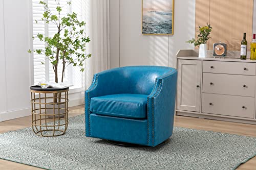 Brown Faux Leather Swivel Accent Chair Set of 2 B14942