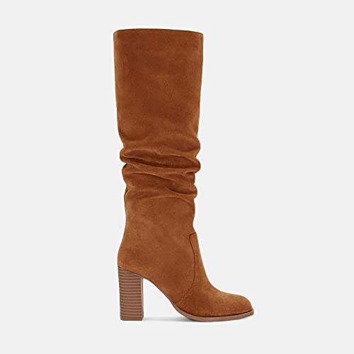 Womens Knee High Boots Chunky High Heel Square Toe Side Zipper Wide Calf Boot T38088