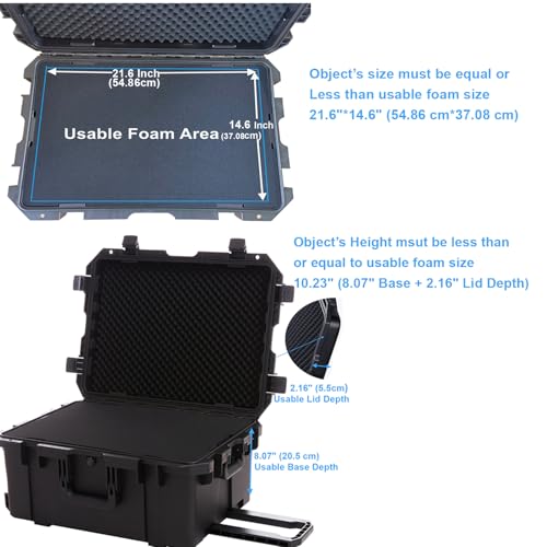 27 Inch Waterproof Hard Case with Wheels Customizable Foam C9426