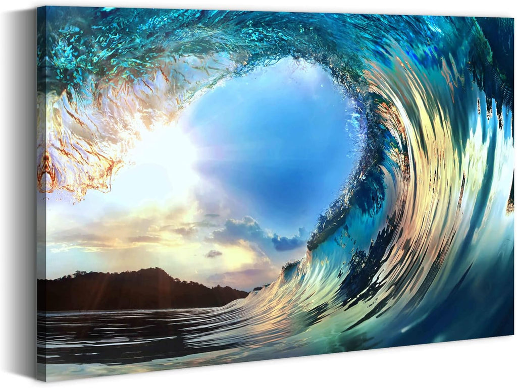 Blue Ocean Waves Canvas Wall Art V46556