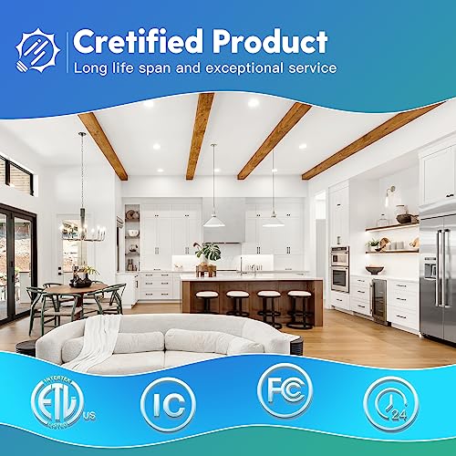 6 Pack 6 Inch Ultra-Thin LED Recessed Ceiling Light with Junction Box, Selectable 2700K/3000K/3500K/4000K/5000K, Dimmable W4944