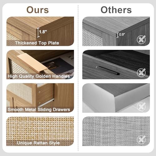 6 Drawer Rattan Wood Dresser Y83598