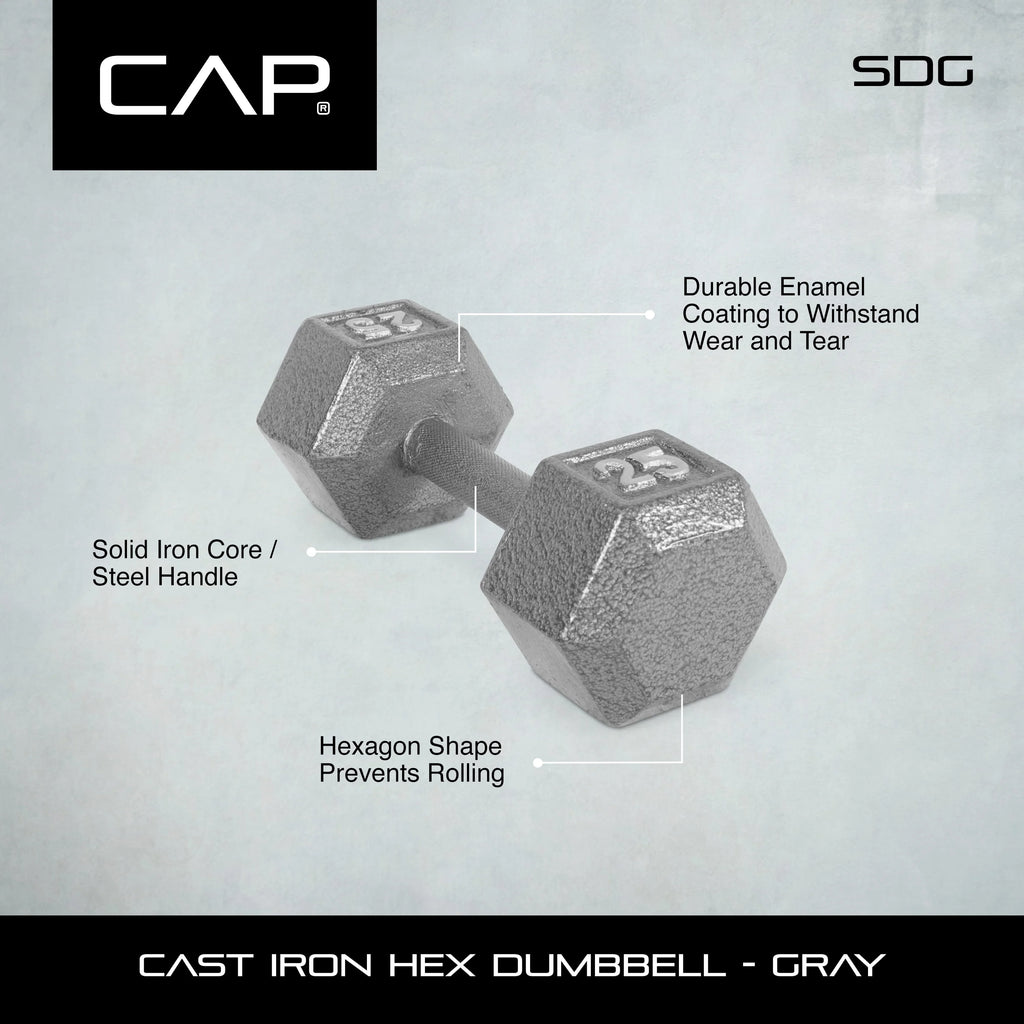 25lb Cast Iron Hex Dumbbell Z39475