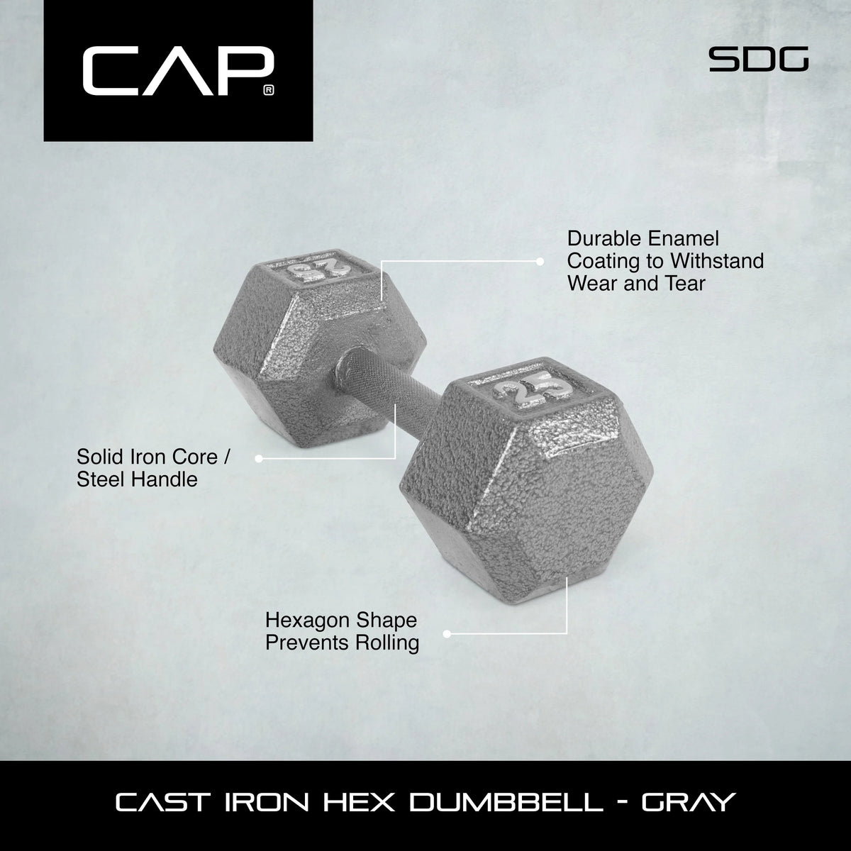25lb Cast Iron Hex Dumbbell Z39475