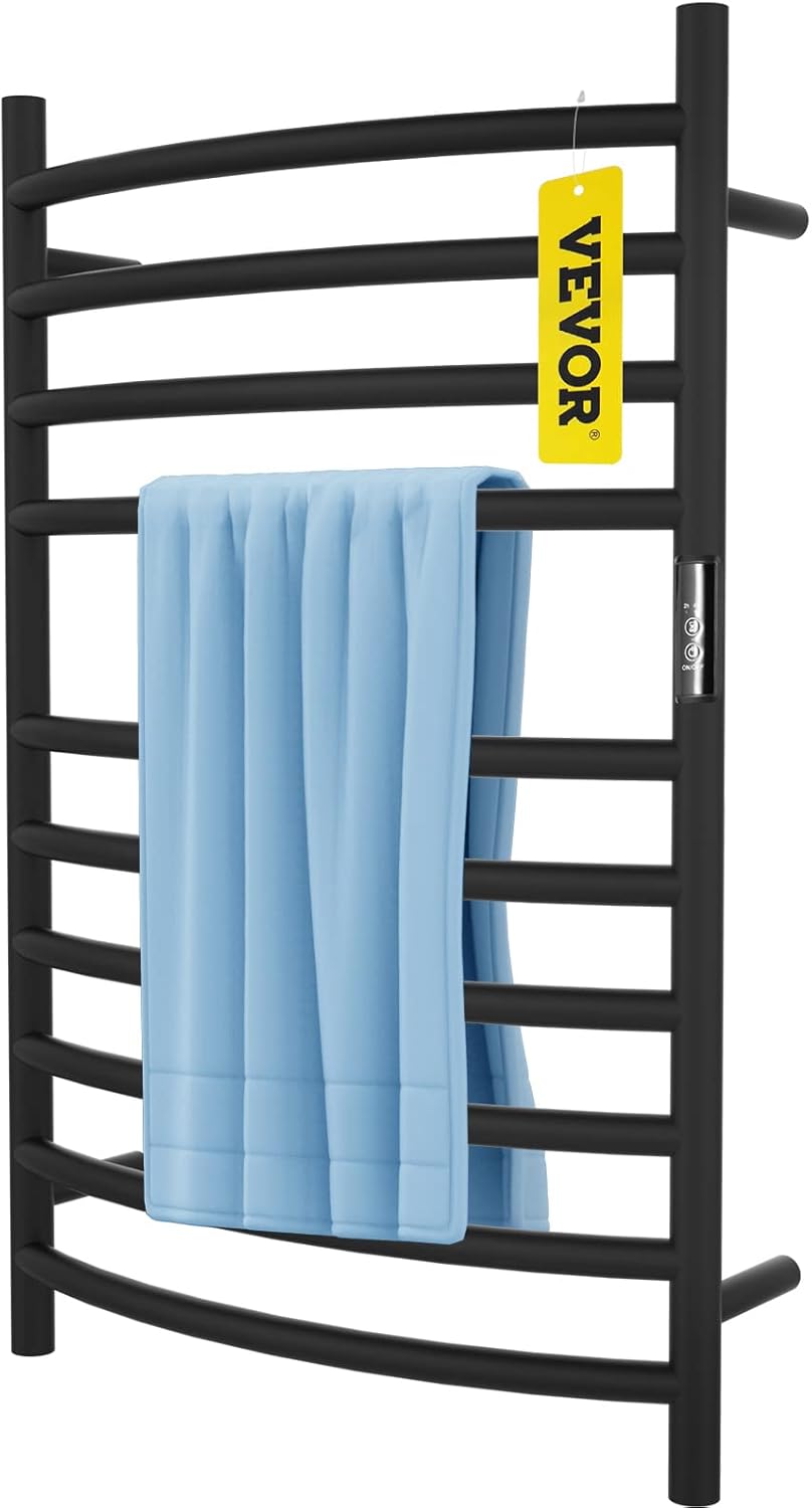 4 Bars Curved Stainless Steel Heated Towel Rack with Timer X3654