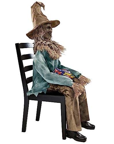 4.5 Ft Scary Sitting Scarecrow Animatronic Z117