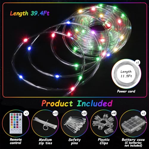 40ft LED Canopy String Lights with Remote D4780