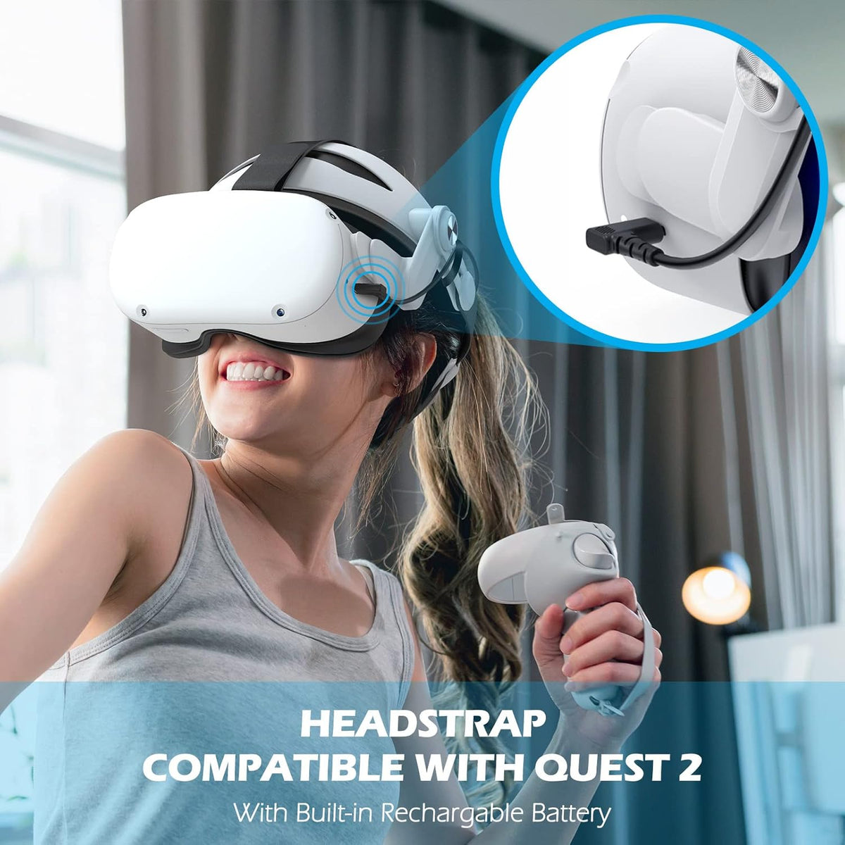 Rechargable Adjustable Head Strap for VR Headset O642451