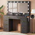 White Vanity Desk with Lights and Large Mirror J566