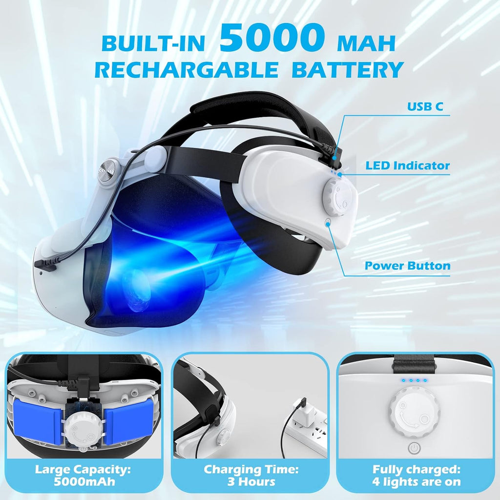 Rechargable Adjustable Head Strap for VR Headset O642451