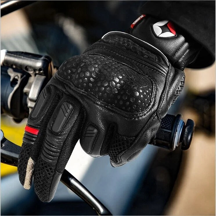 Leather Motorcycle Full Finger Touchscreen Riding Gloves Z47105