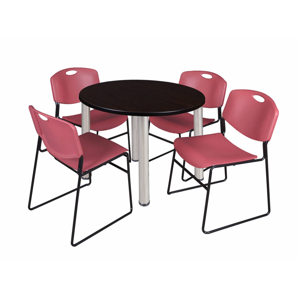 36x22 Round Breakroom Table with 4 Stack Chairs F93538