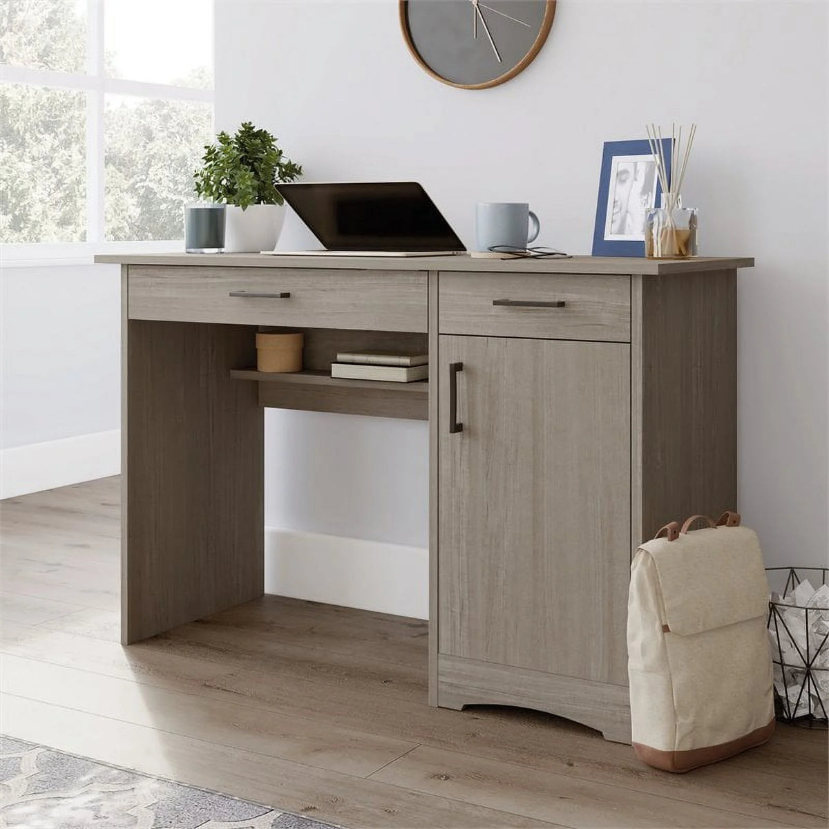 Contemporary Gray Engineered Wood Computer Desk M927504