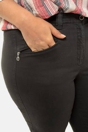 Anthracite Grey Cotton Elastane Plus Size Capris W3722