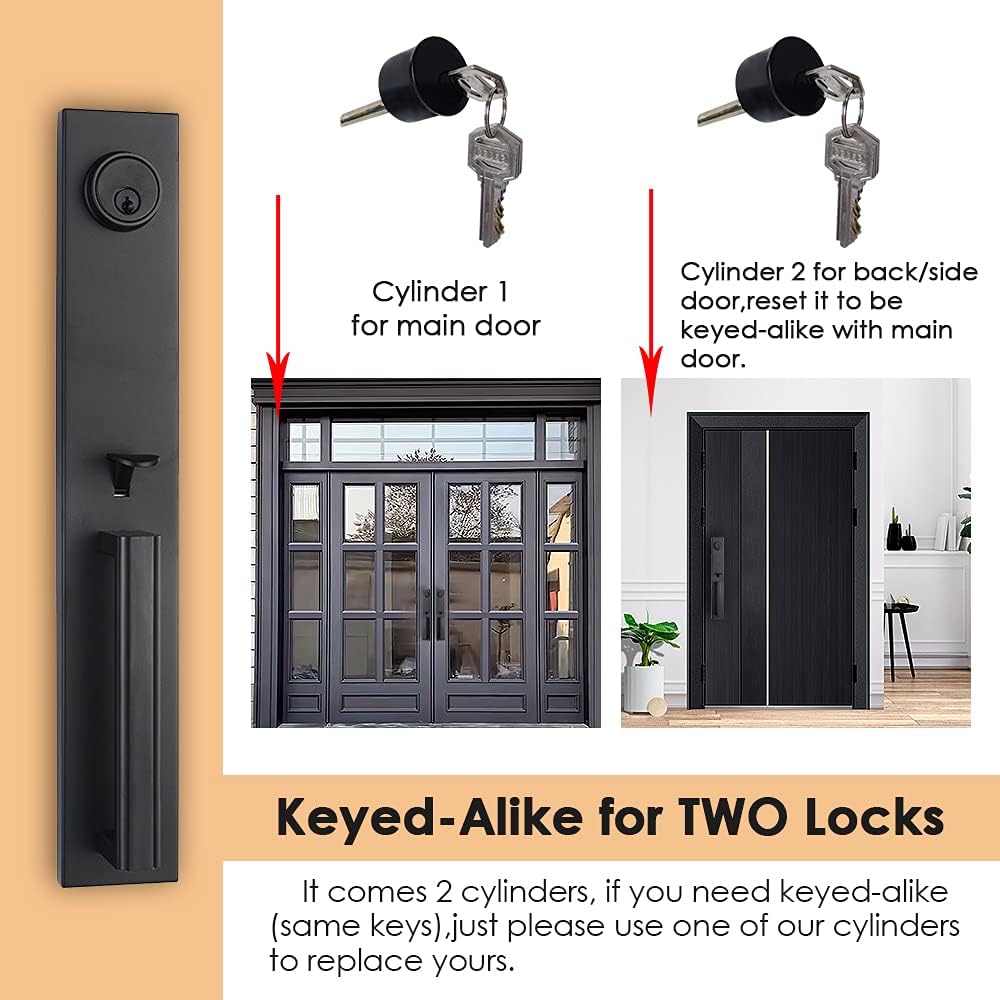 Matte Black Handleset with Deadbolt Z9349