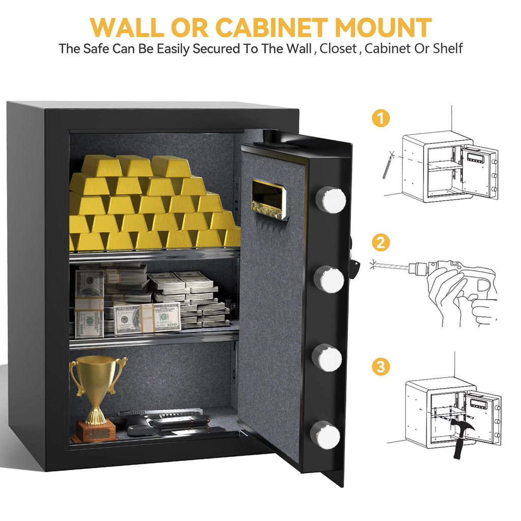 Safe Box with Digital Keypad, Water and Fire Resistant, Adjustable Shelves and LED Lighting C995239
