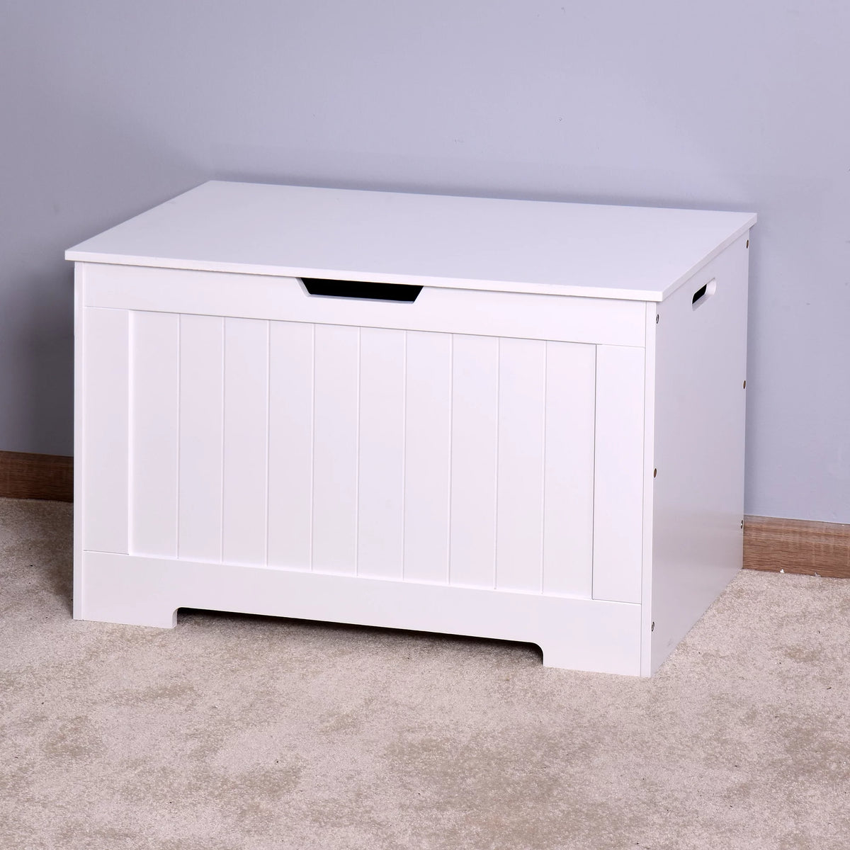 White Lift Top Storage Bench with Safety Hinge R1192