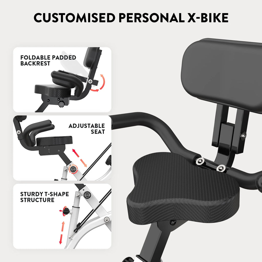 Upright Folding Magnetic Exercise Bike with Arm Resistance Bands V6216