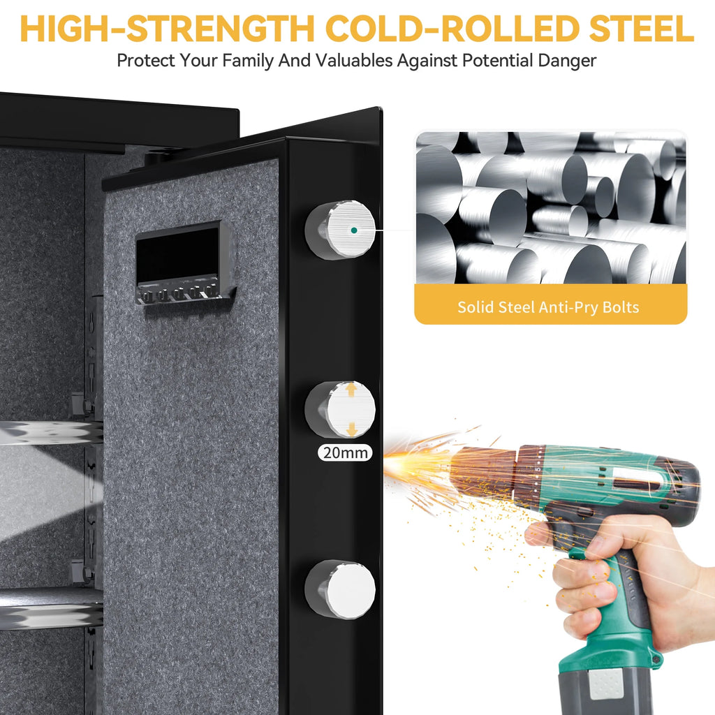 Safe Box with Digital Keypad, Water and Fire Resistant, Adjustable Shelves and LED Lighting C995239