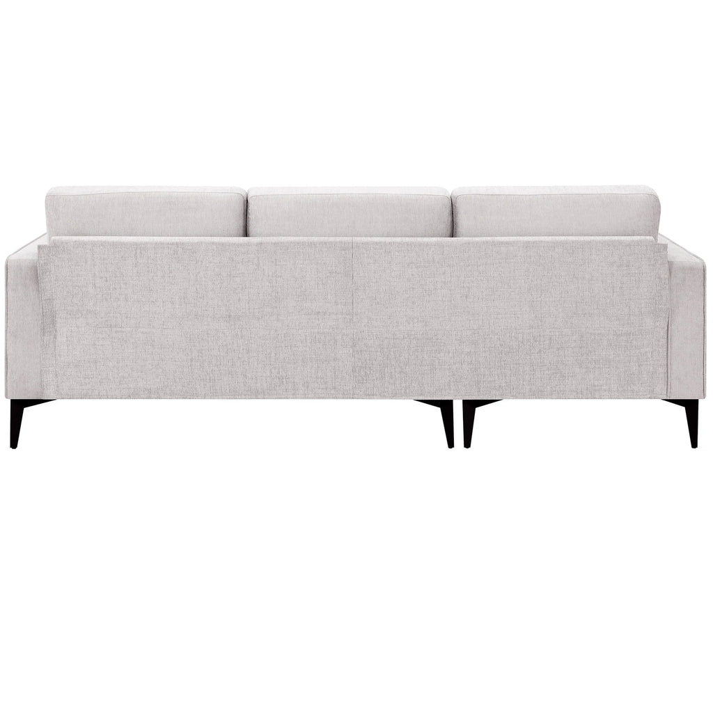 L-Shaped Sectional Sofa with Reversible Chaise, 3 Seater Chenille Fabric Modular Couch with Pillows Metal Legs Z462