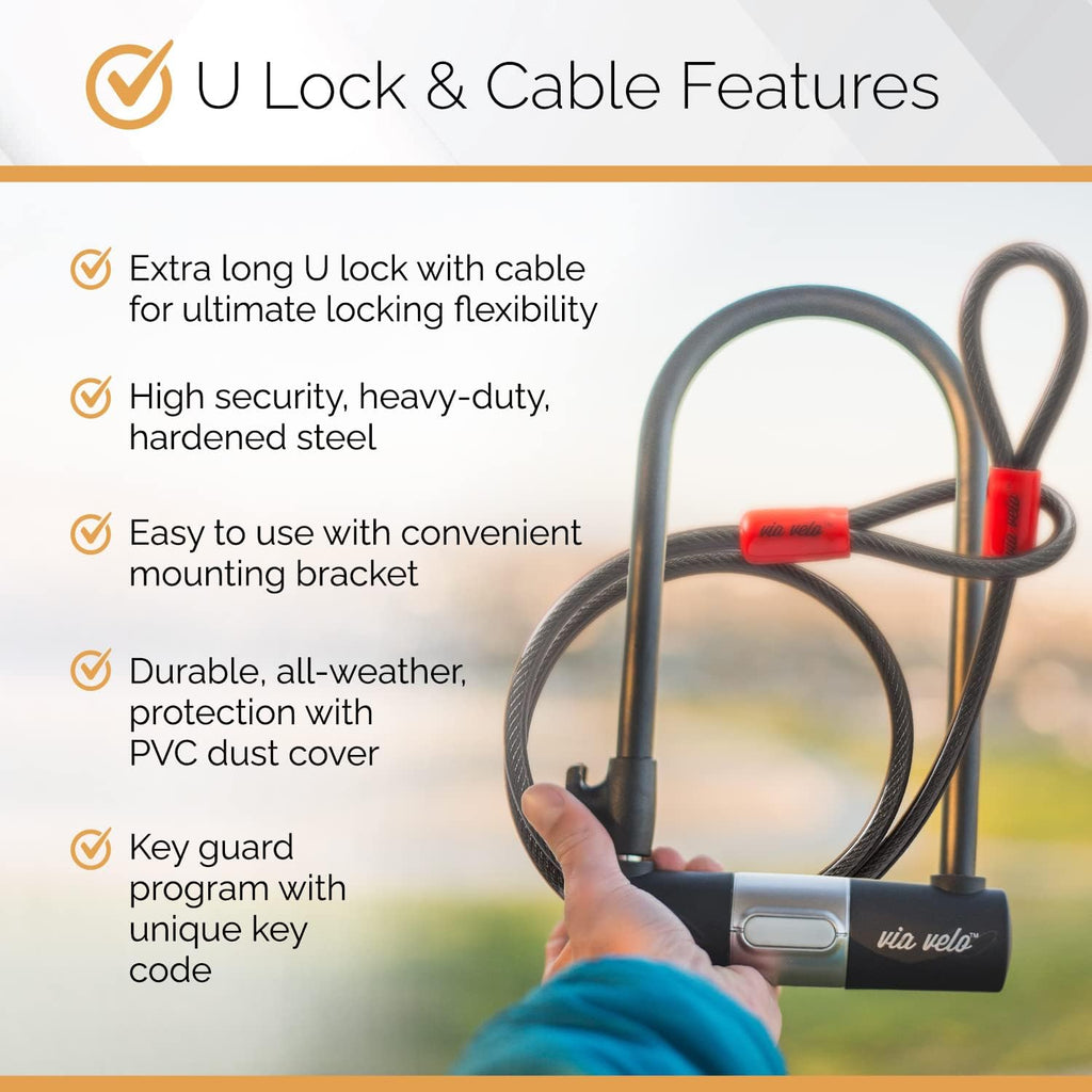 Heavy-Duty Hard Steel Folding Lock with U Lock and Cable A740981