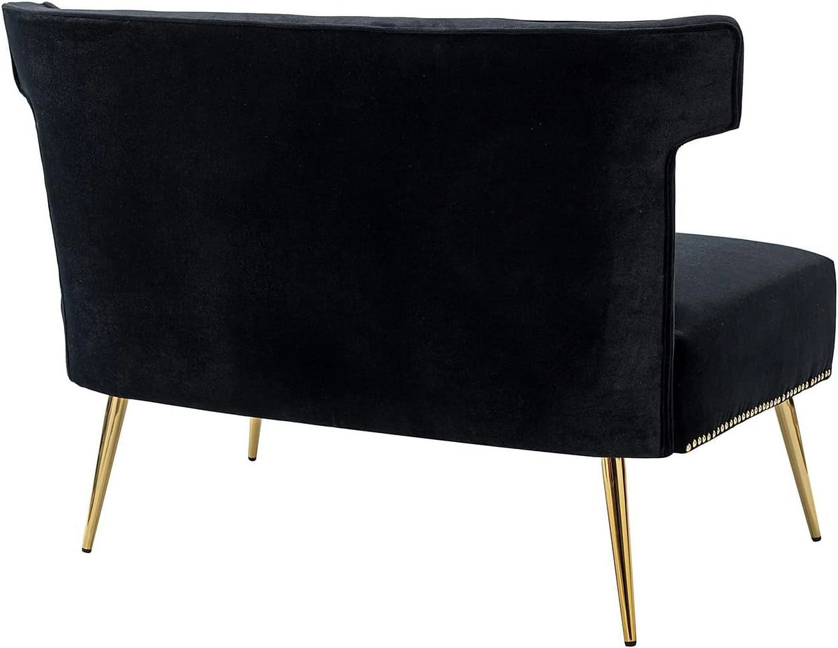 Velvet Upholstered Armless Loveseat Sofa with Golden Metal Legs I88021