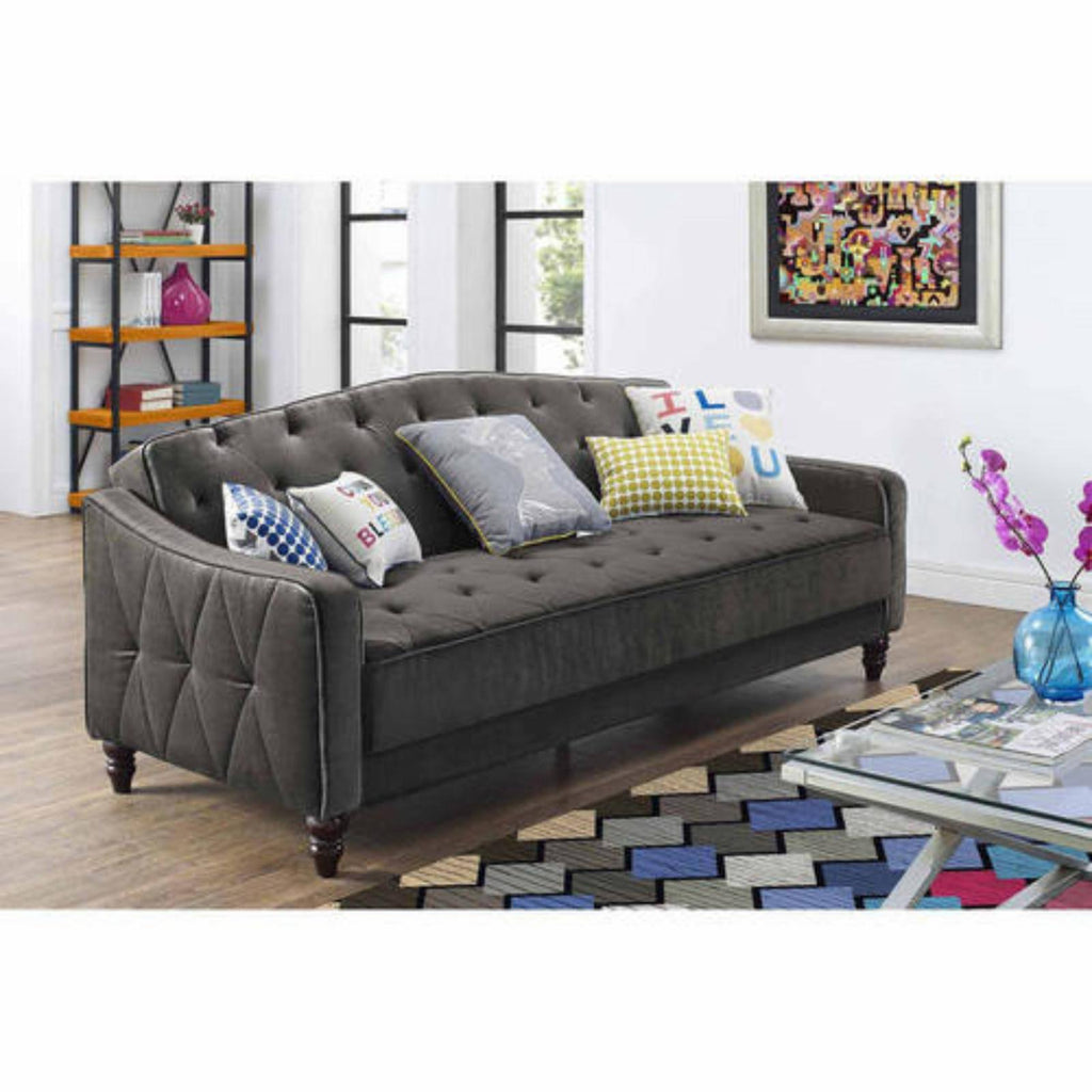 Gray Velvet Tufted Sofa Sleeper T18007