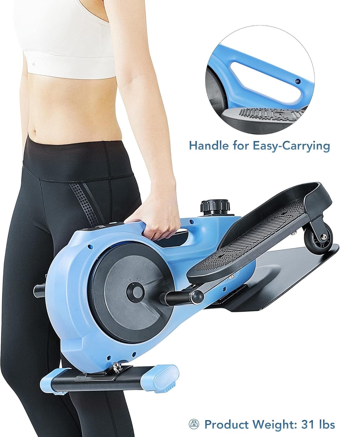 Under Desk Elliptical Pedal Exerciser with 8 Levels Adjustable Magnetic Resistance and LCD Monitor U238