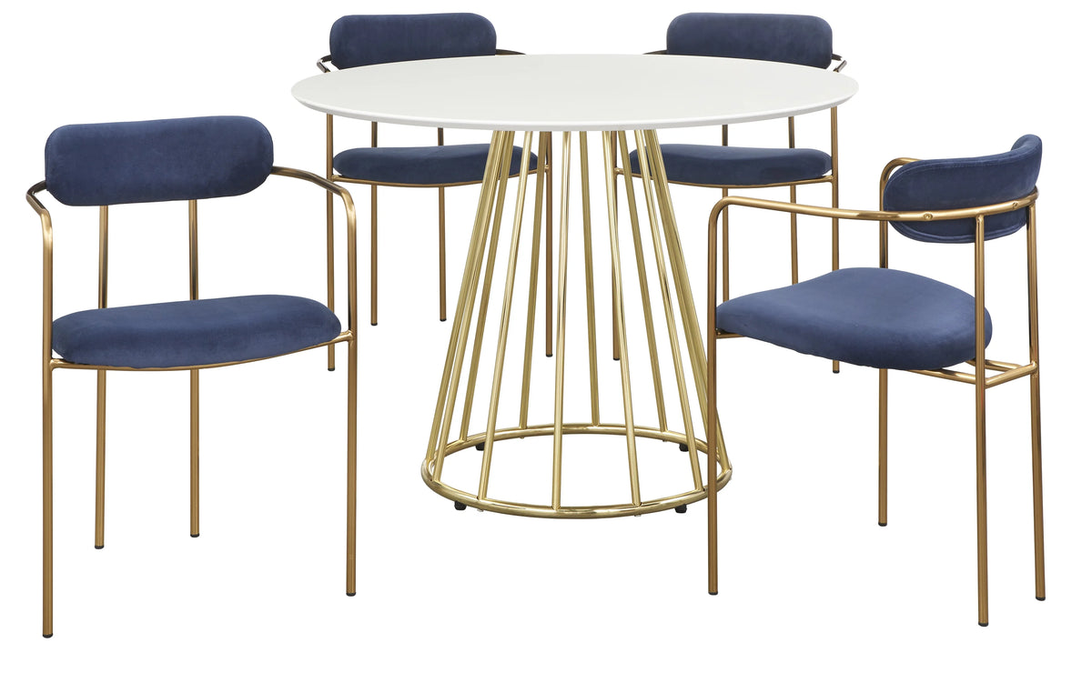 White/Gold Round Metal Dining Table W173