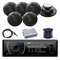 Marine Bluetooth Receiver with 6.5" Dual Cone WP Speakers, 4-Chan 400W Waterproof Marine Amplifier, Marine Antenna & 50' 16G Speaker Wire B37583