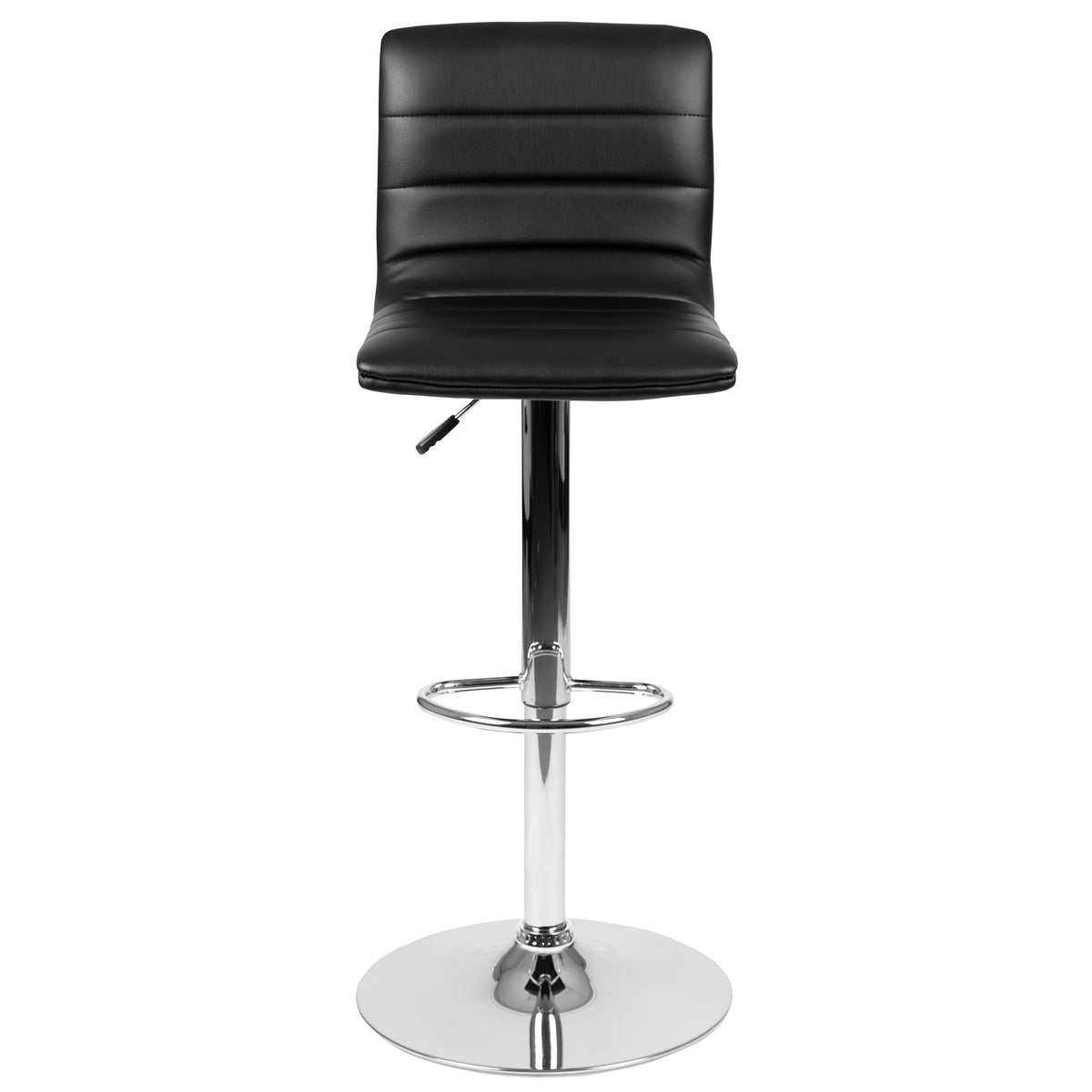 2 Pack Black Vinyl Adjustable Bar Stool with Back, Counter Height Swivel Stool V621717