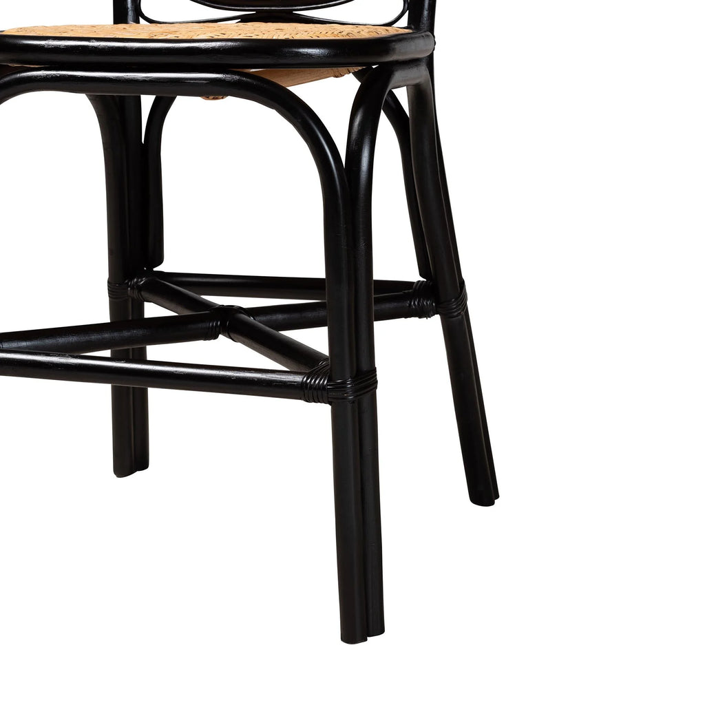 Two-Tone Black and Natural Brown Rattan Counter Stool L2587